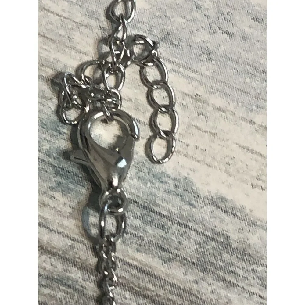 Teardrop Pendant Bright Pink Crystal‎ Necklace Rhinestones 16